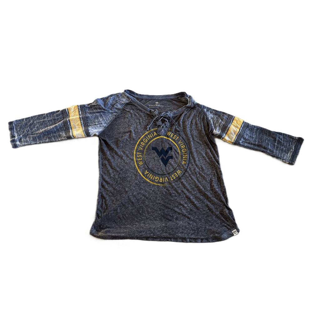 Colosseum WVU West Virginia Lace‑Up Long Sleeve Shirt Women’s Medium